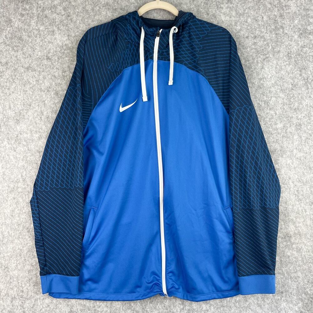 Nike Dri-FIT Strike Knit Soccer Track Jacket Mens XXL Blue Slim Hooded DR2571